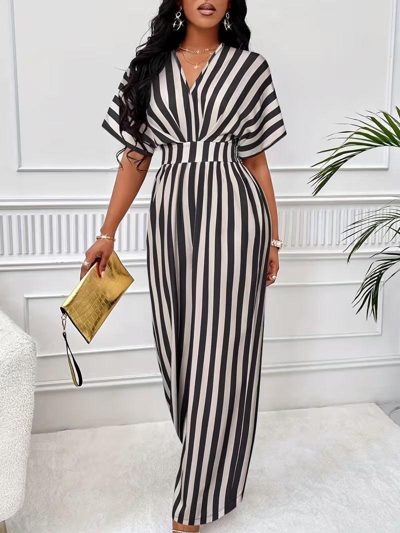 Glennora™ | Elegant Striped Wide Leg Jumpsuit