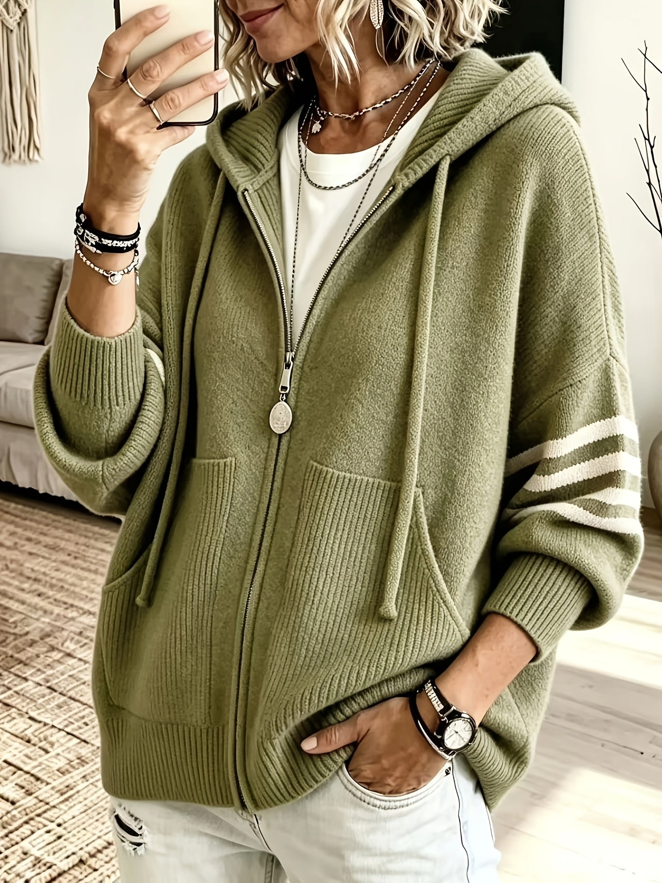 Tilda™ | Zip-Up Hooded Sweater Jacket