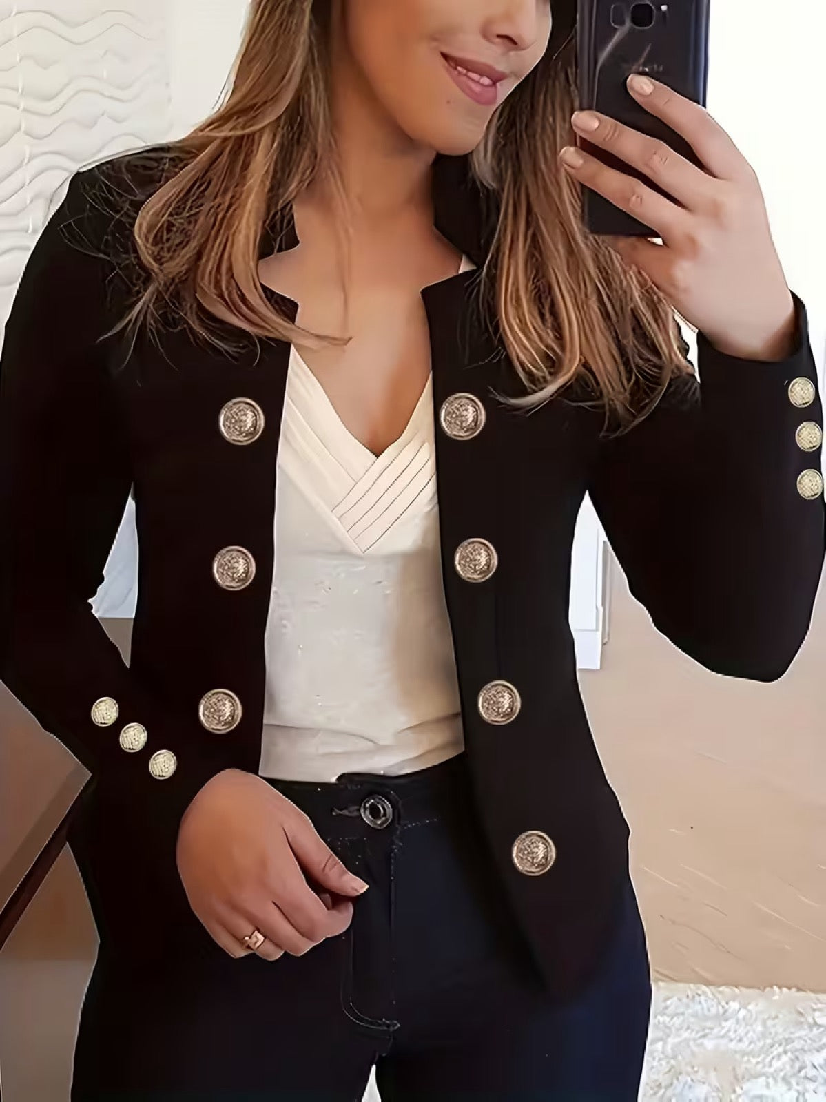 Amarante™ | Gold Button Blazer