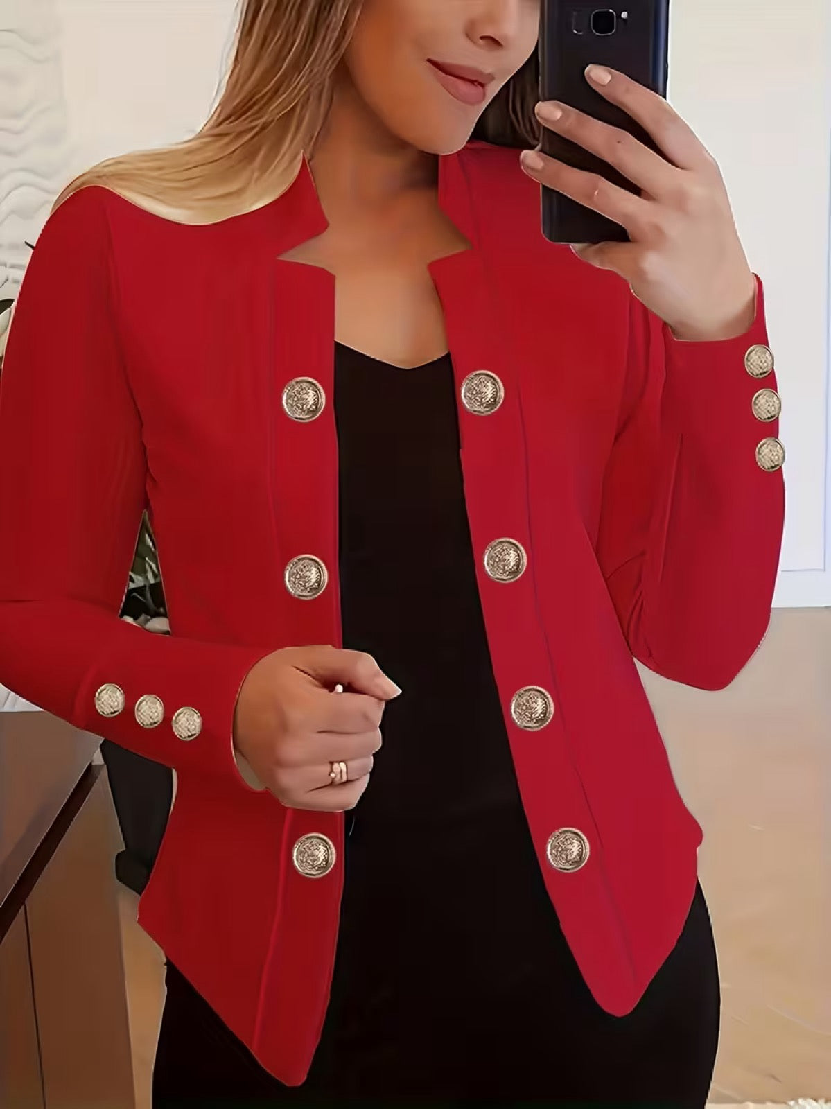 Aurabel™ | Gold Button Blazer