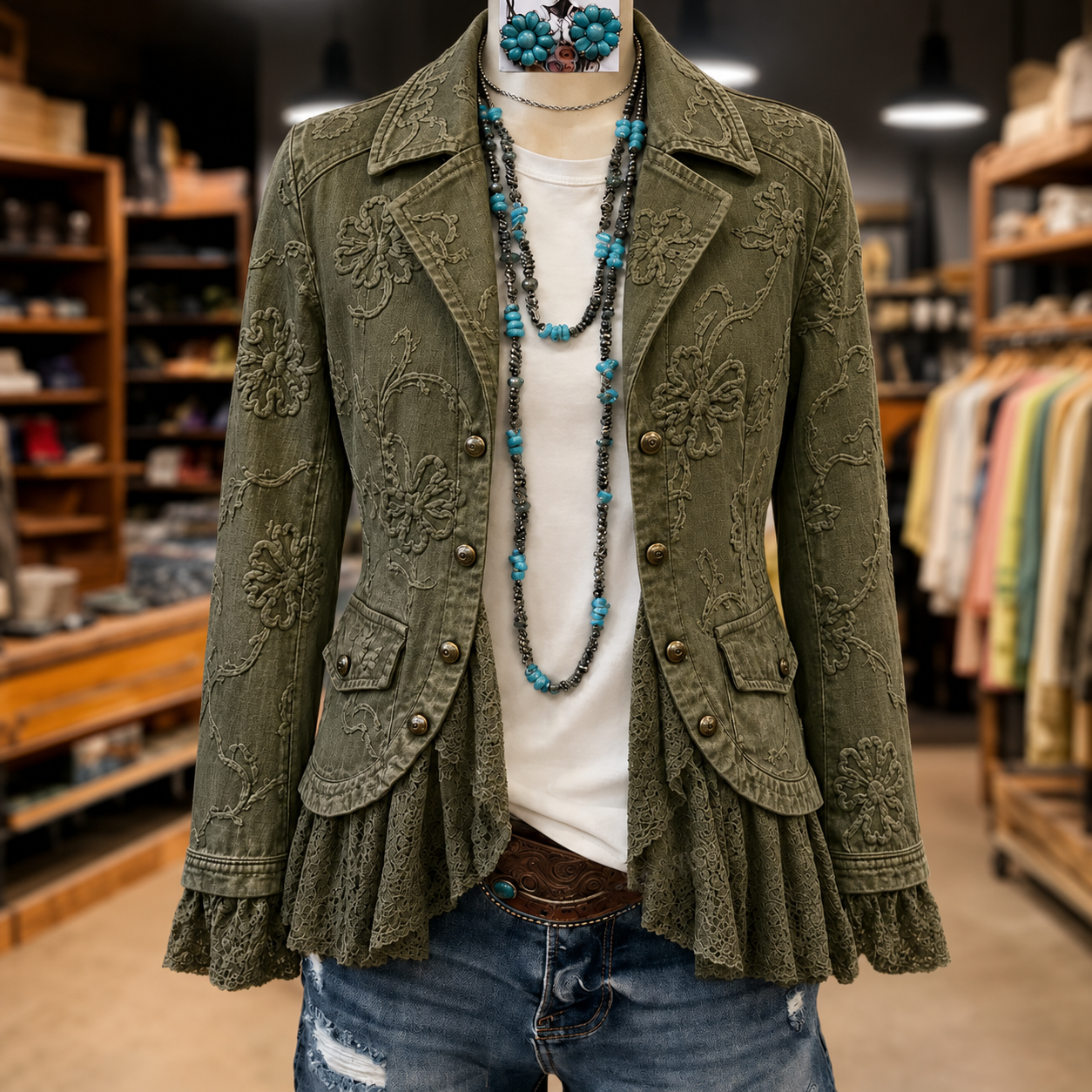 Everline™ | Elegant Flower Embroidered Lace Patch Jacket