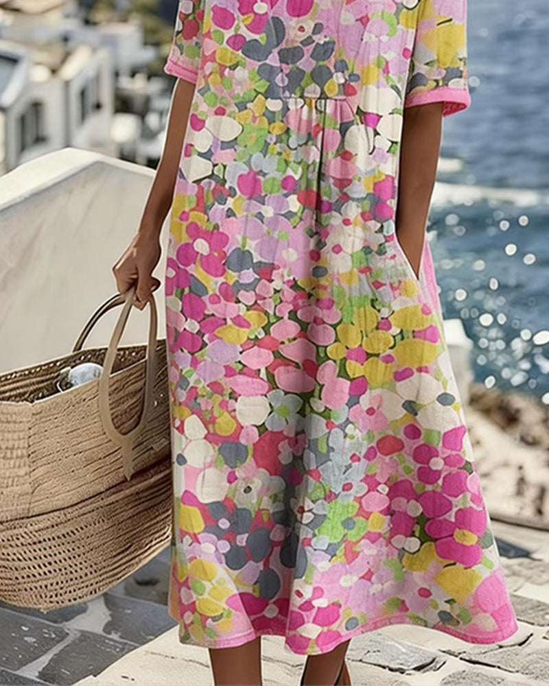Floralie™ | Elegant Floral Summer Midi Dress