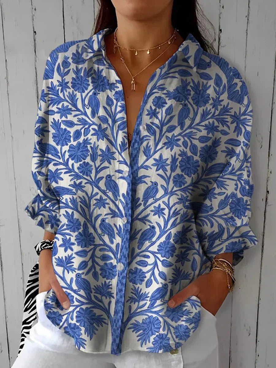 Rosemary™ | Floral Print Button-Up Blouse