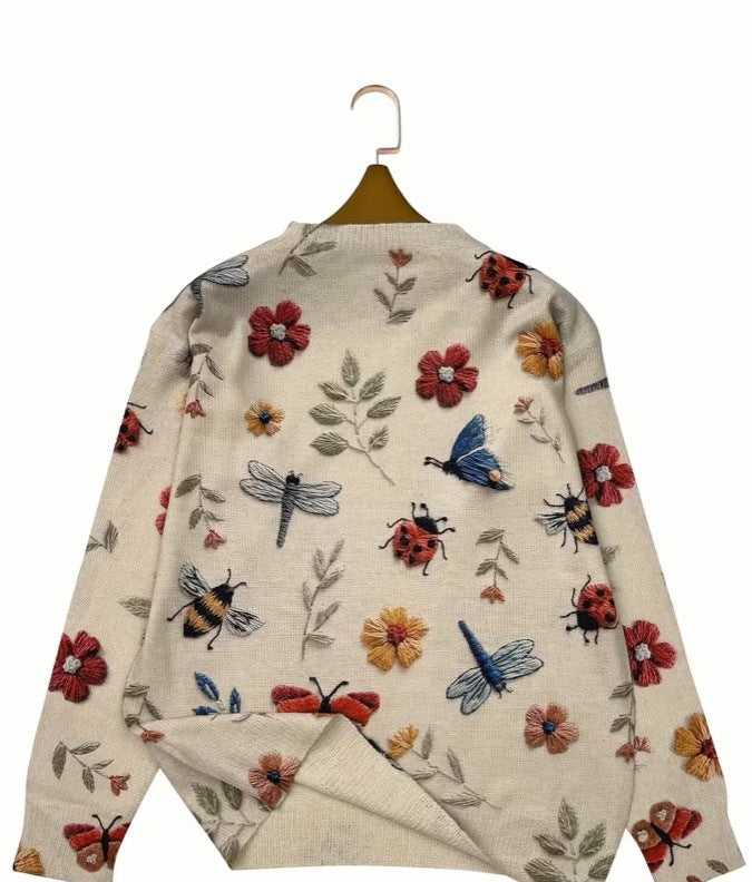 Beatrix™ | Botanical Print Knit Sweater