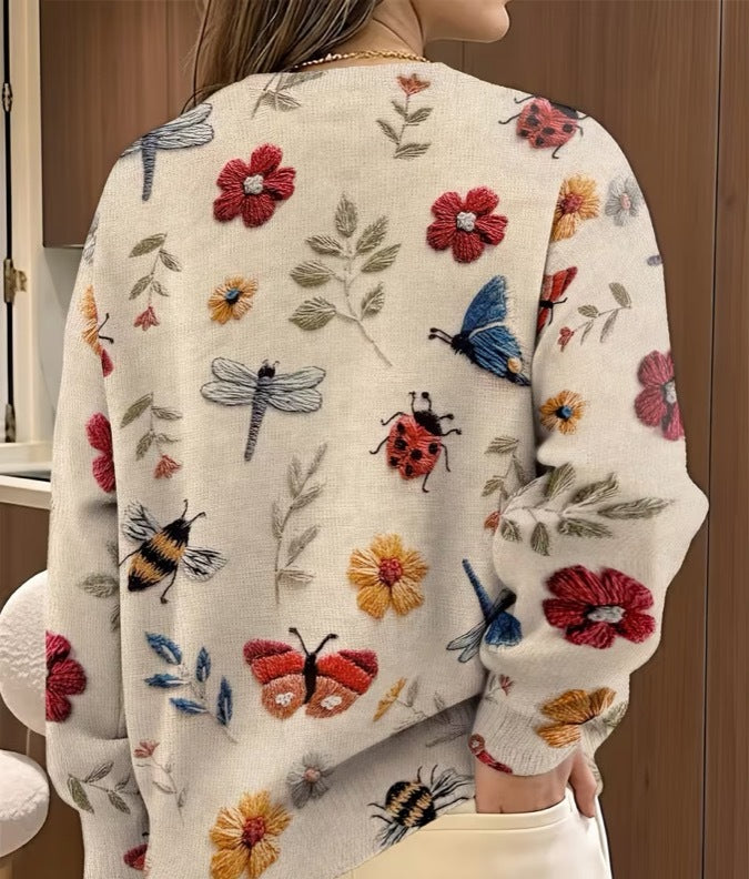 Beatrix™ | Botanical Print Knit Sweater