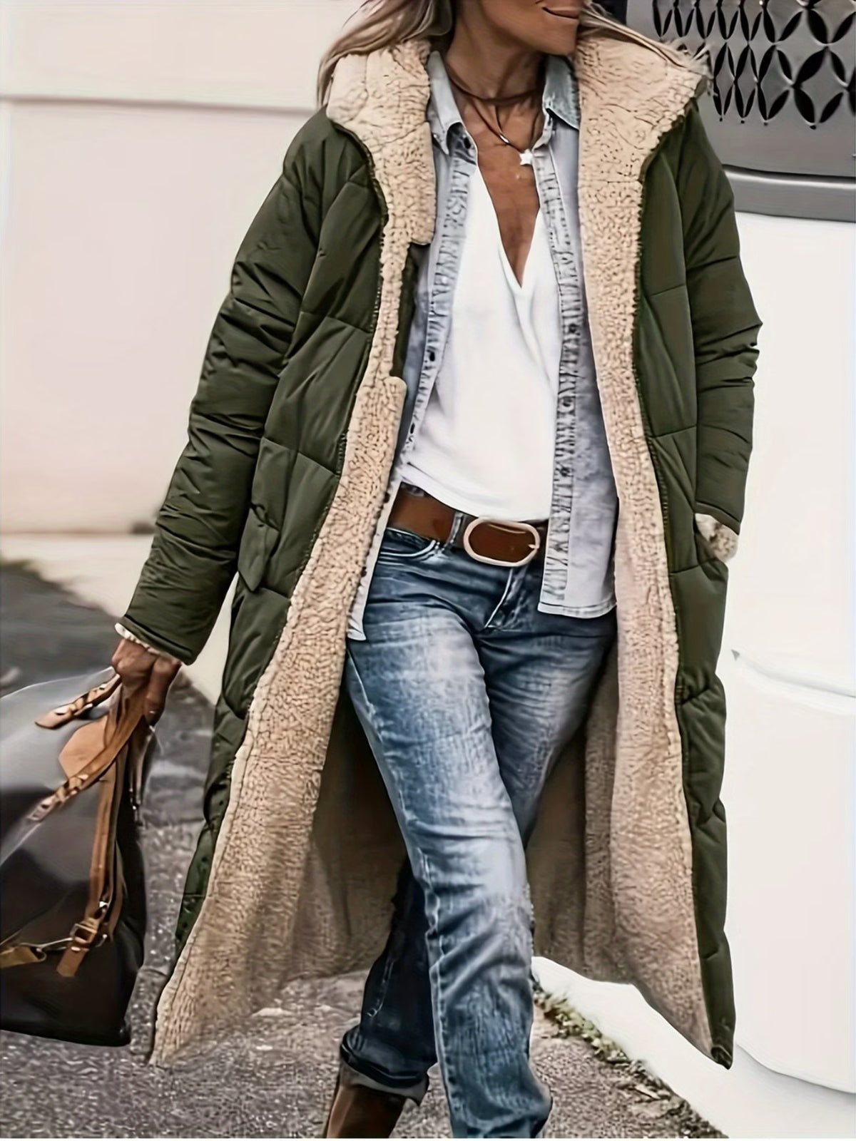 Gwendolen™ | Reversible Sherpa & Quilted Longline Coat