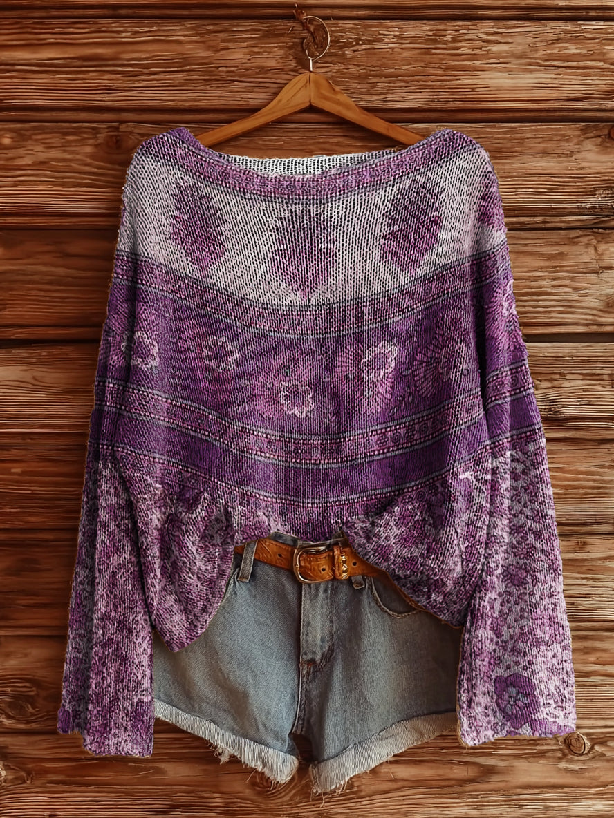 Quinnora™ | Vintage Ethnic Floral Print Sweater