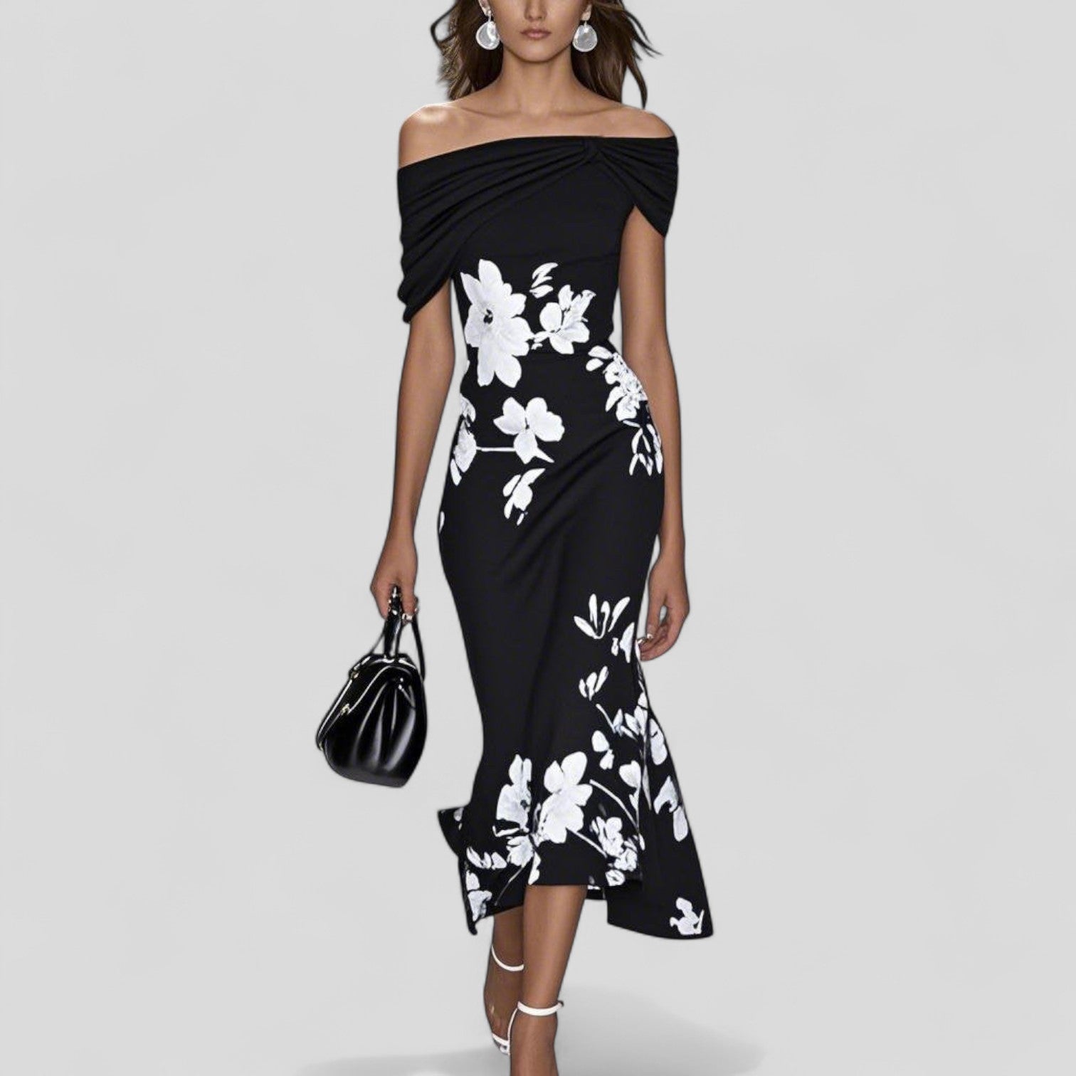 Briony™ | Off-Shoulder Floral Midi Dress