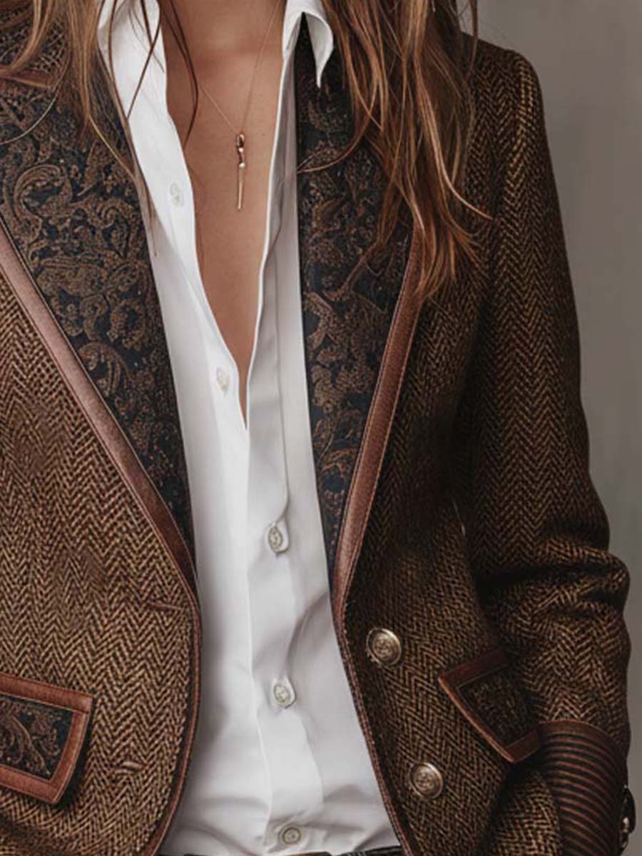 Henrietta™ | Herringbone Printed Panel Blazer