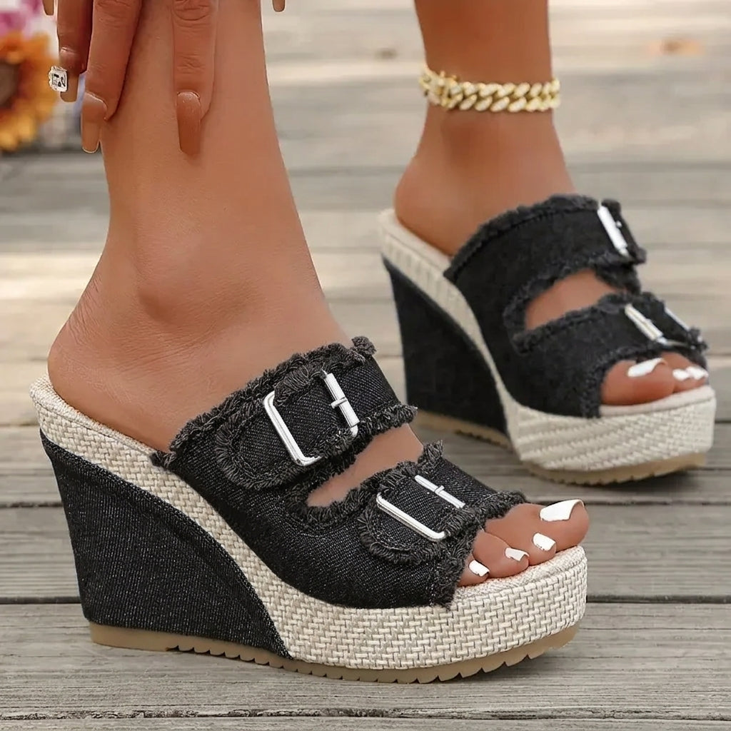 Damaris™ | Fray Edge Wedge Sandals