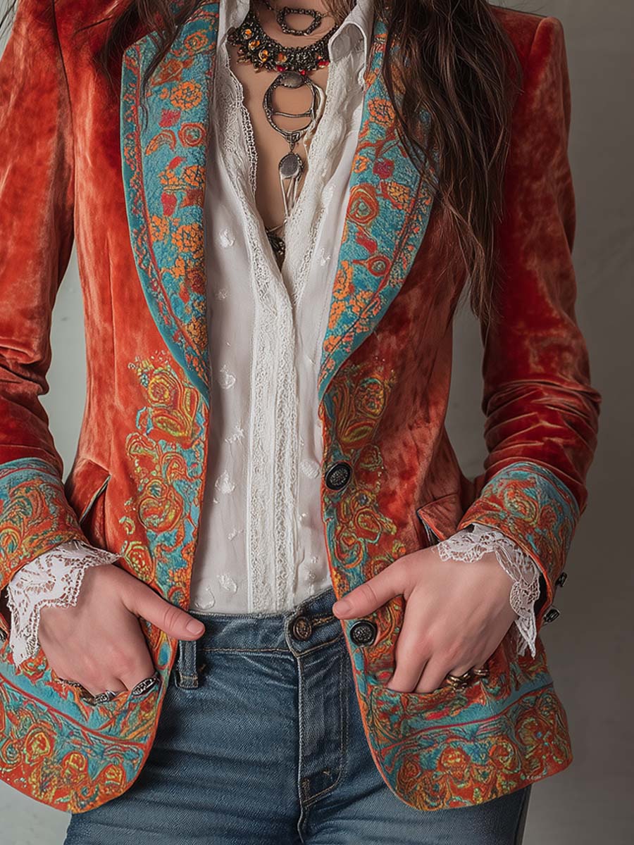Moxie™ | Retro Colorblock Printed Blazer
