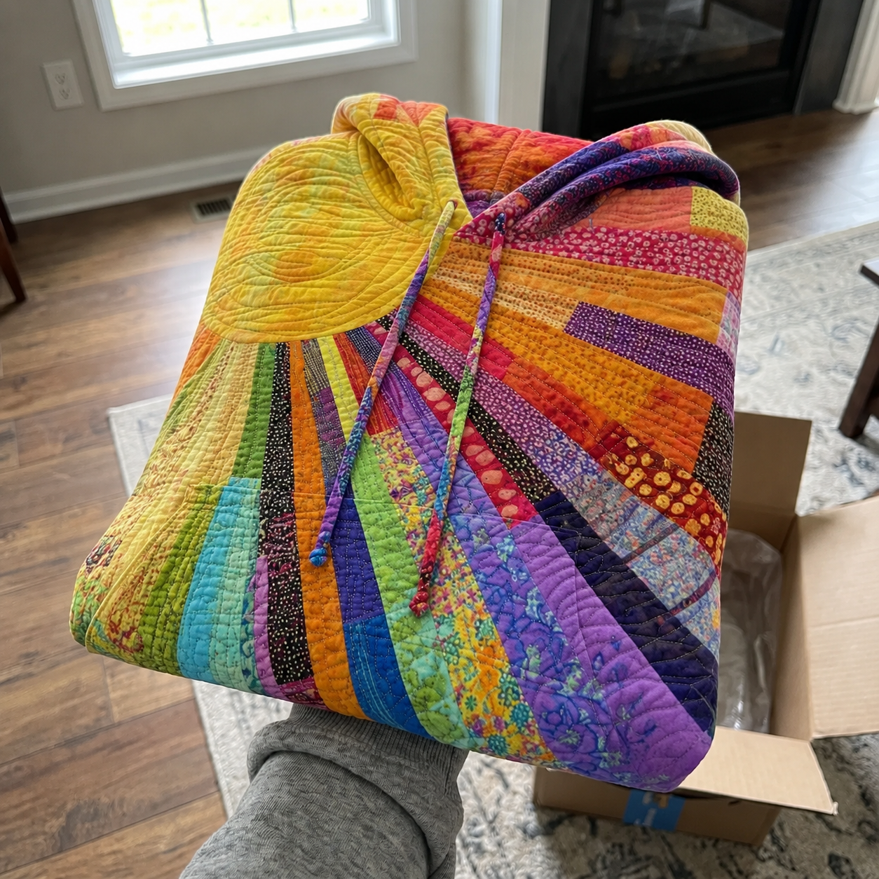 Cassara™ | Bohemian Multicolor Patchwork Hoodie