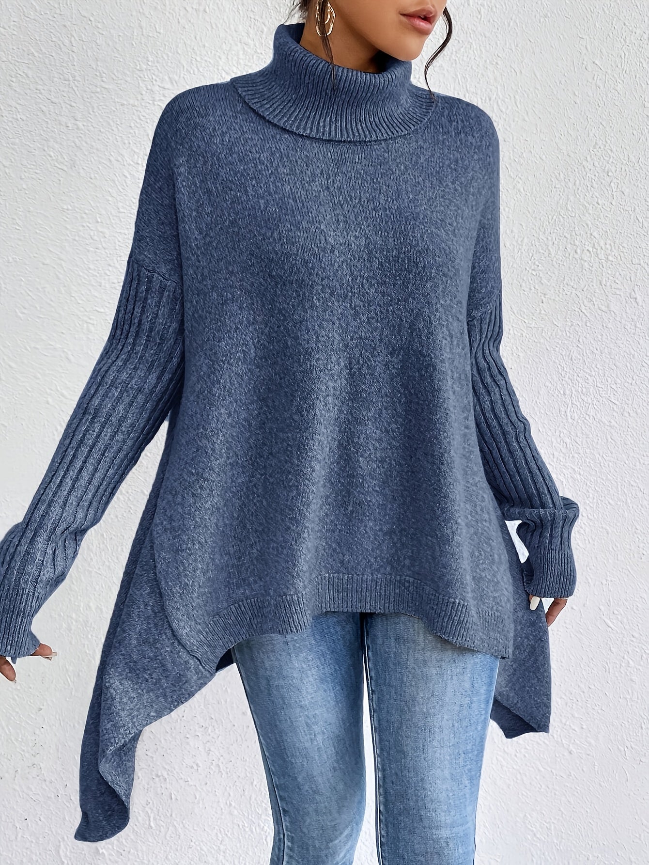 Anouk™ | High Neck Asymmetric Sweater