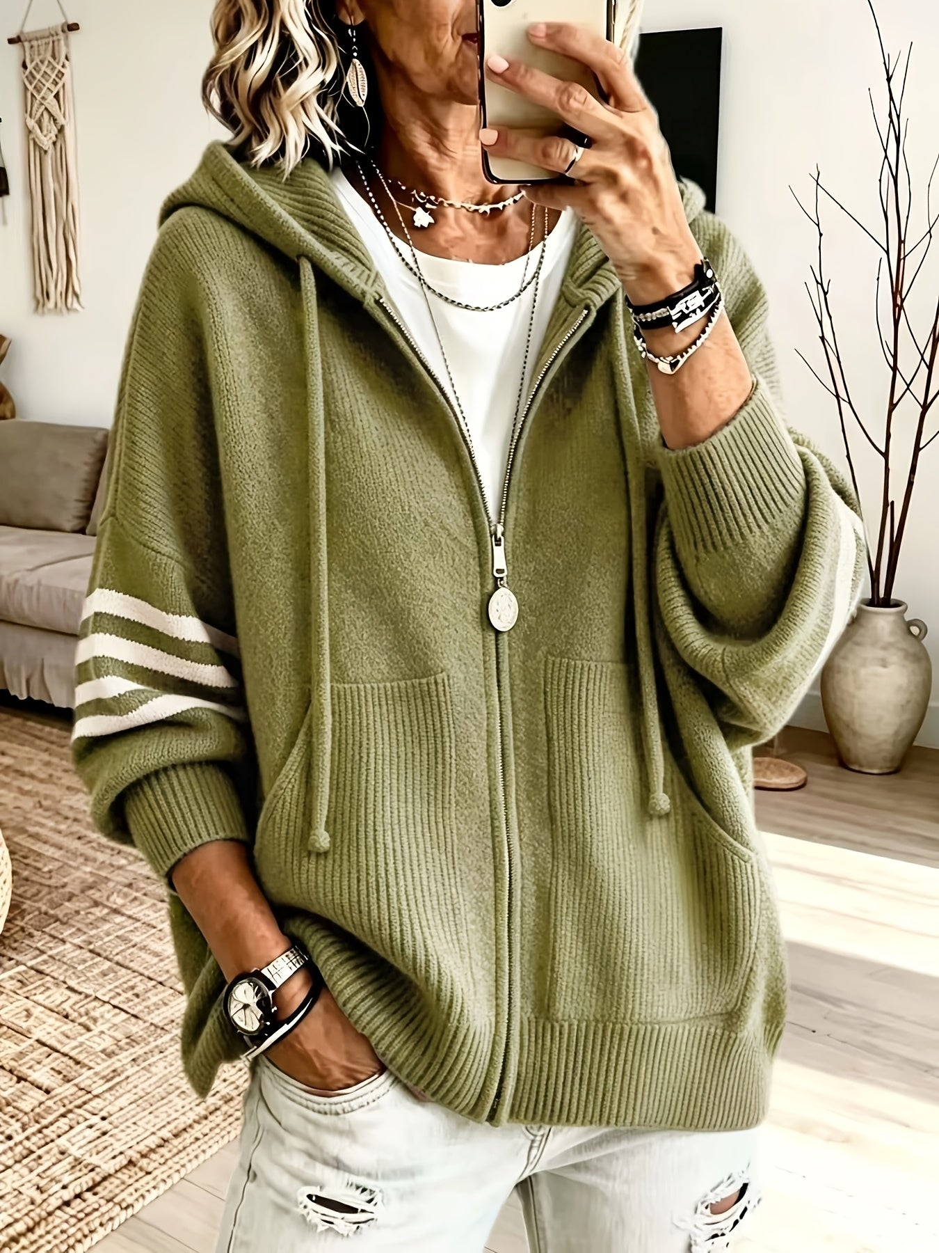 Tilda™ | Zip-Up Hooded Sweater Jacket