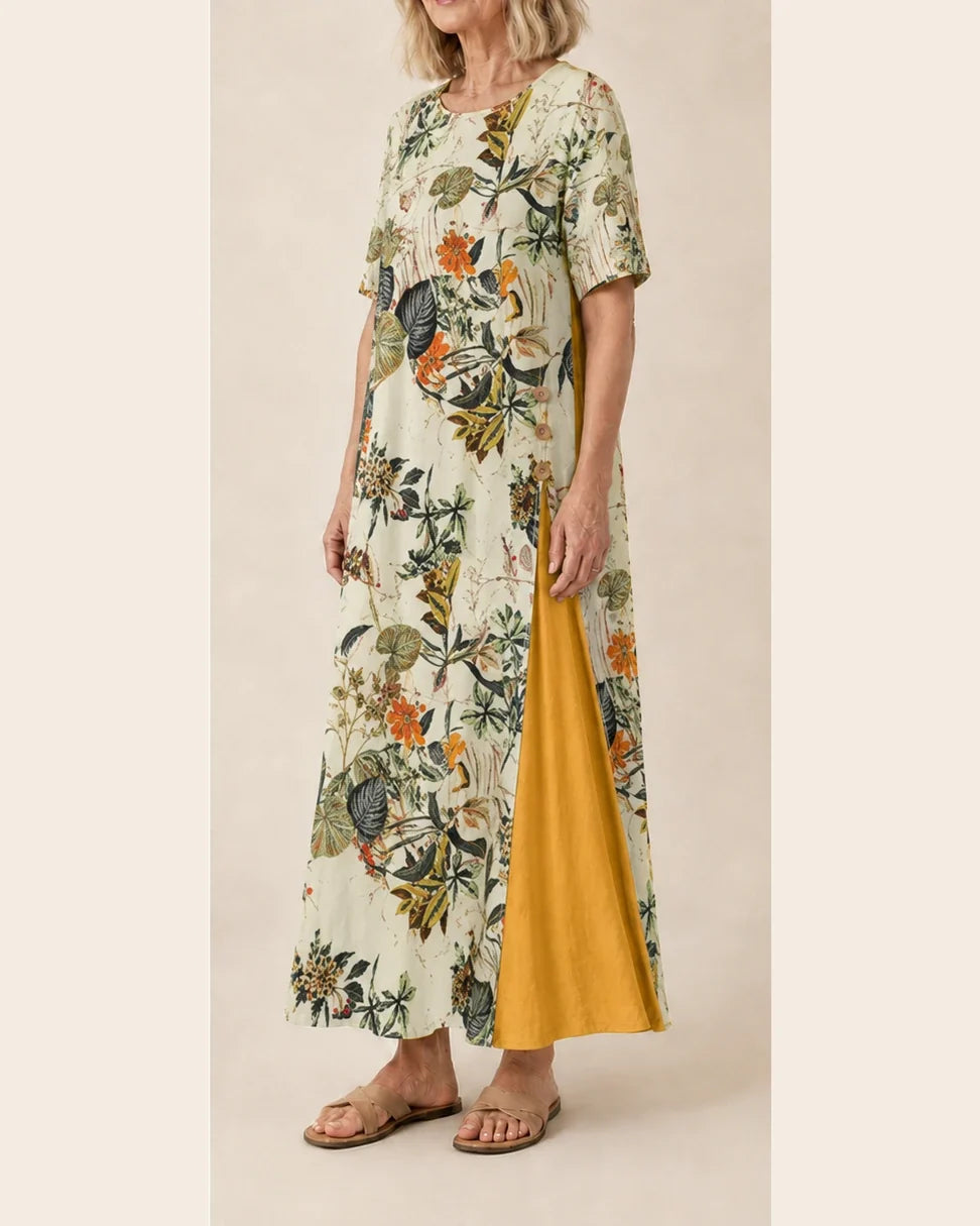 Maevara™ | Botanical Floral Print Relaxed Maxi Dress