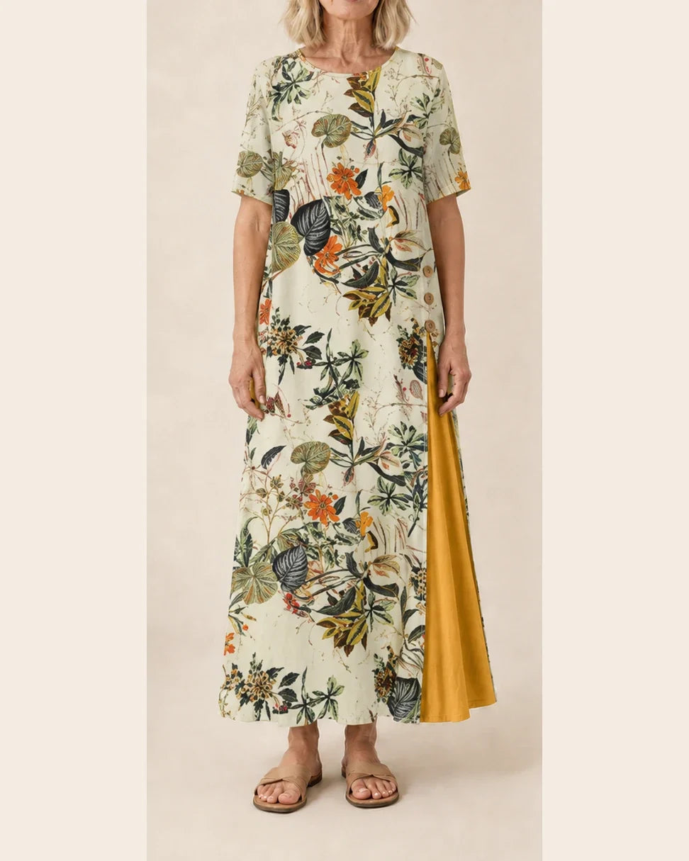 Maevara™ | Botanical Floral Print Relaxed Maxi Dress