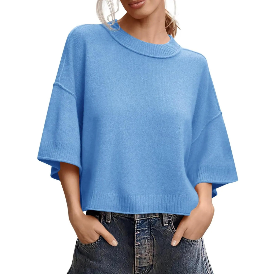Thea™ | Short-Sleeve Round Neck Knit Top