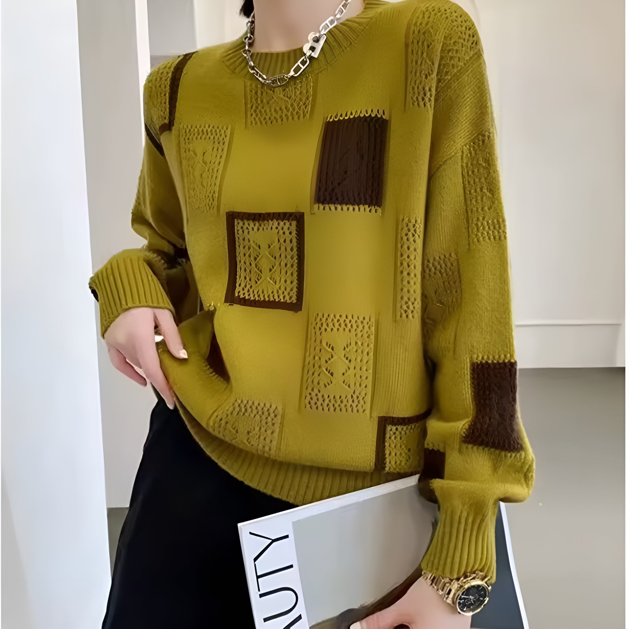 Avora™ | Geometric Openwork Pullover Sweater
