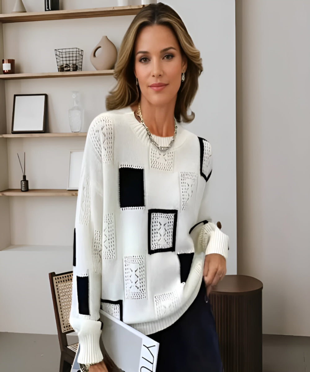 Avora™ | Geometric Openwork Pullover Sweater