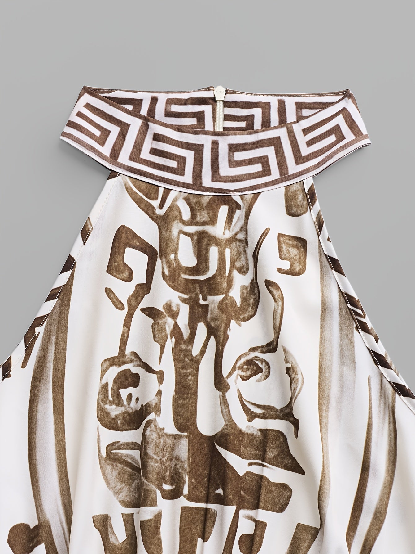 Liora™ | Geometric Print Halter Maxi Jumpsuit