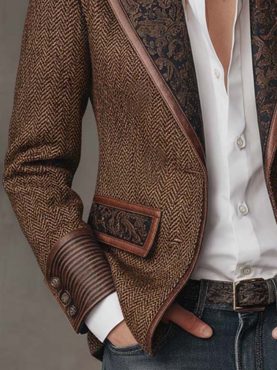 Henrietta™ | Herringbone Printed Panel Blazer