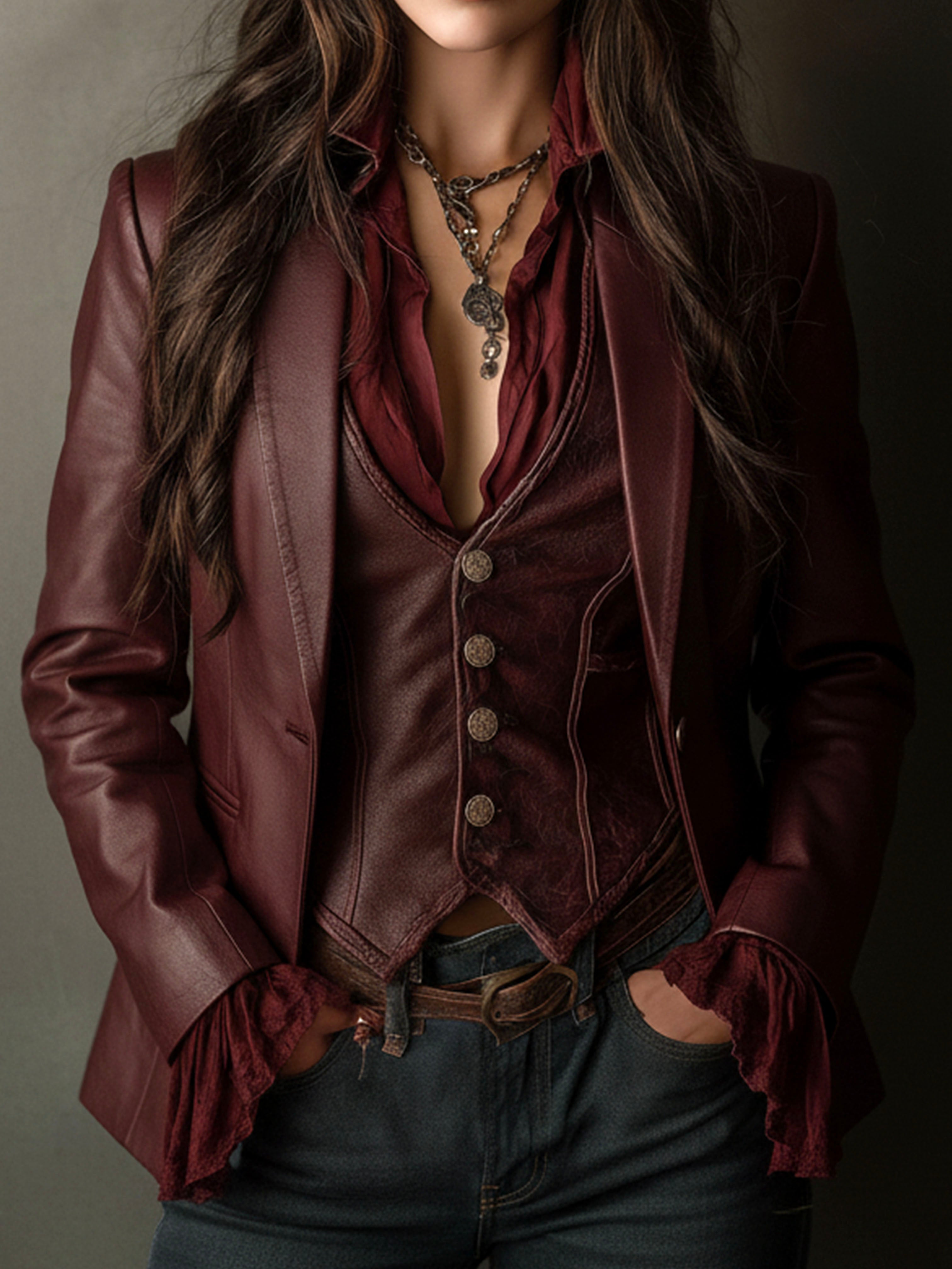 Evadette™ | Vintage Burgundy Blazer