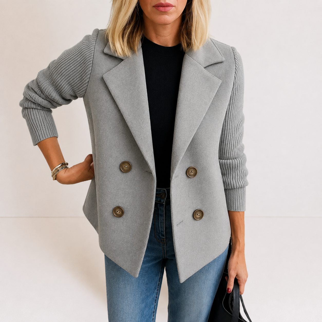 Frederica™ | Knit Sleeve Blazer Jacket