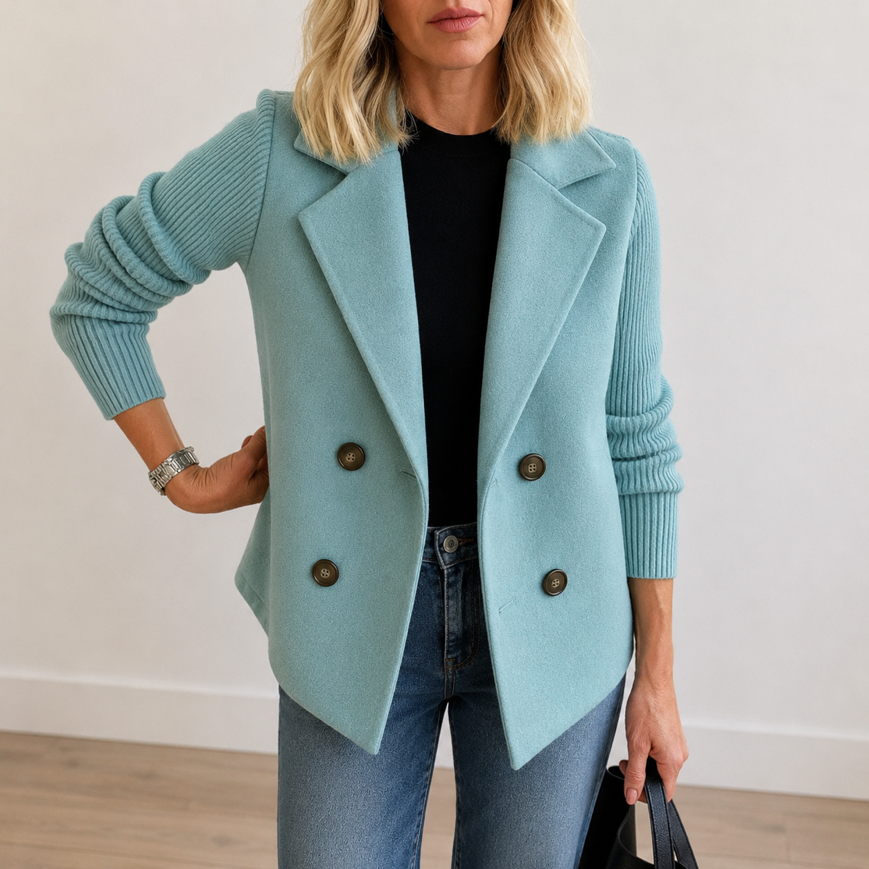 Frederica™ | Knit Sleeve Blazer Jacket