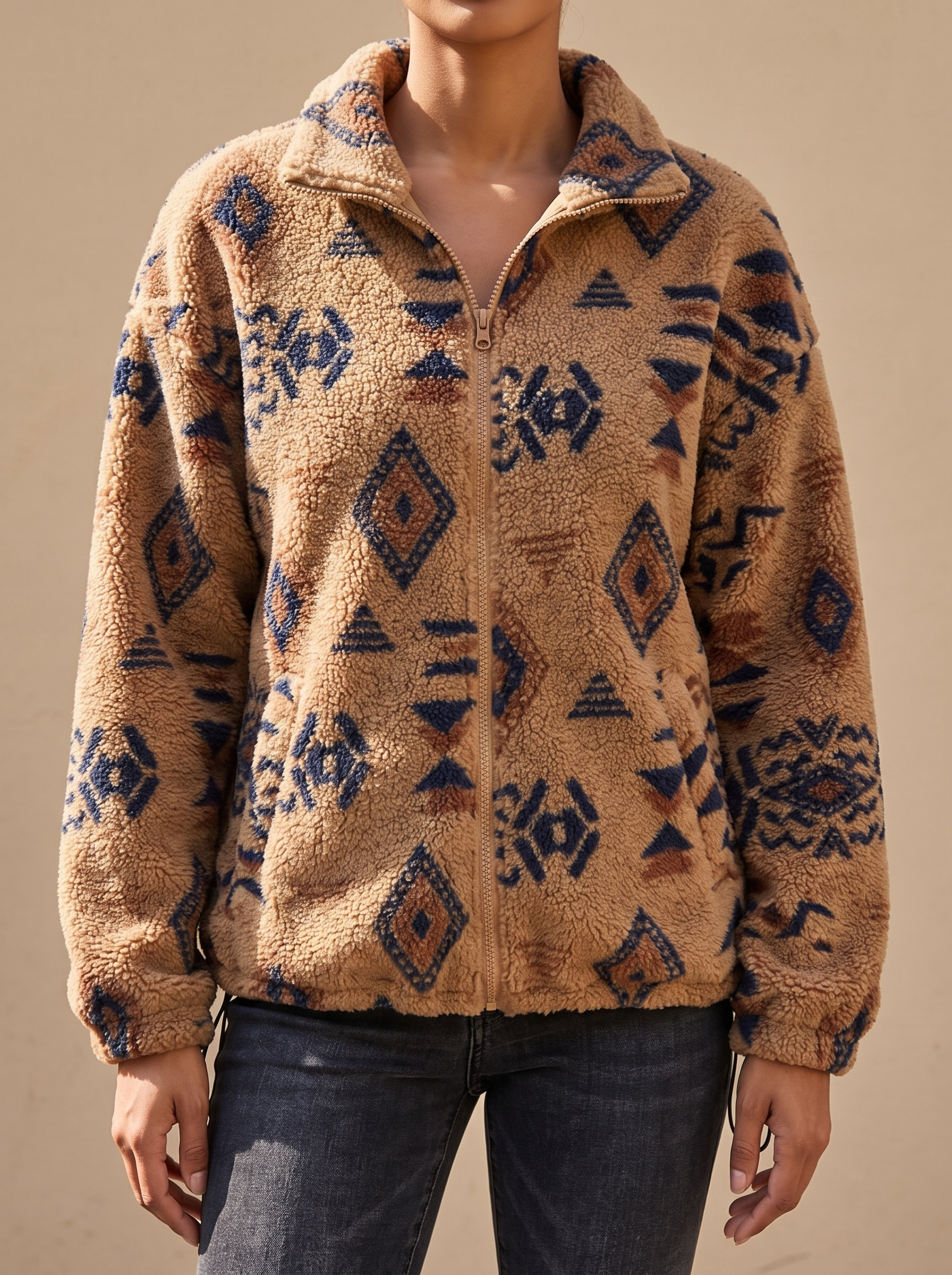 Roanne™ | Camel Aztec Sherpa Bomber — 1