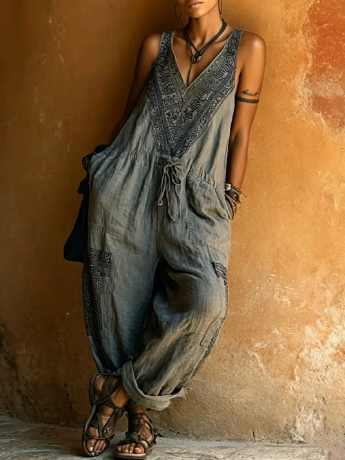 Juniper™ | Hand-Embroidered Drawstring Jumpsuit