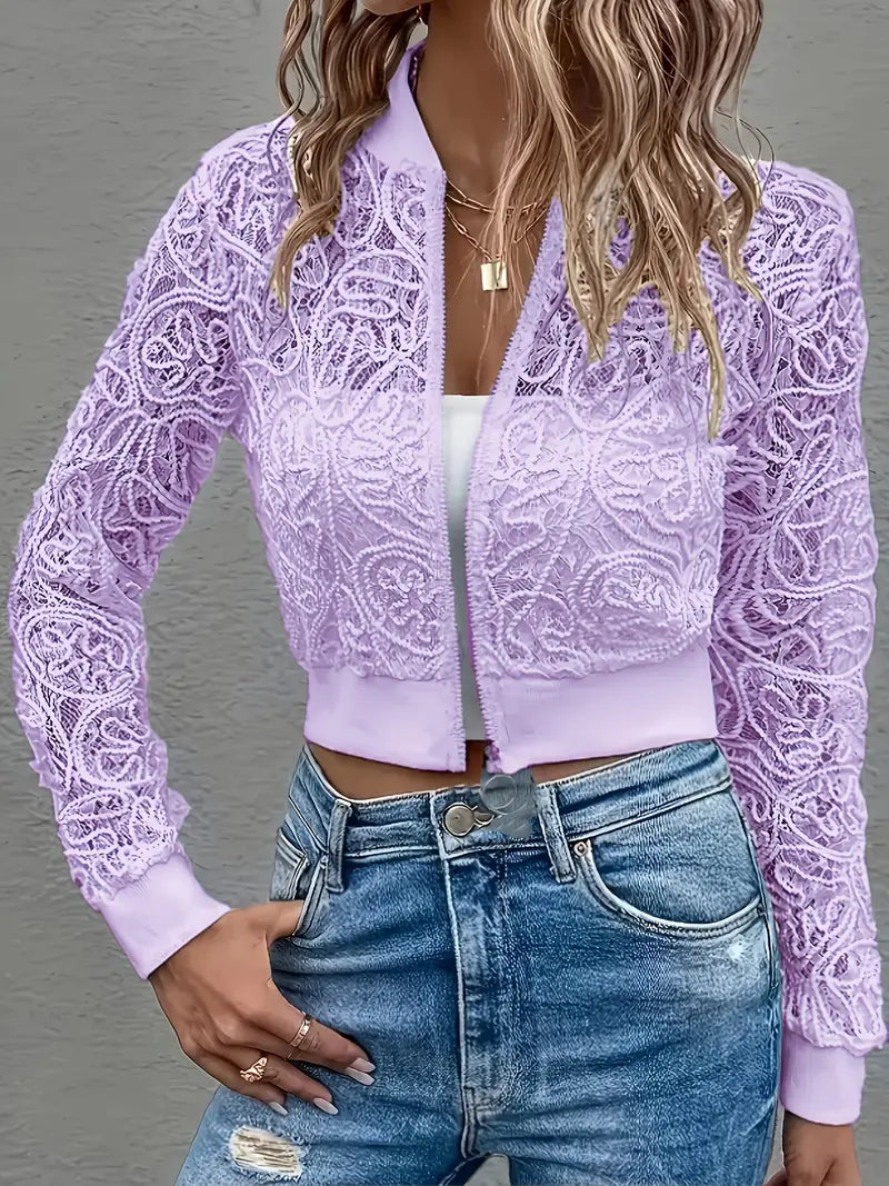 Eloise™ | Crop Lace Bomber