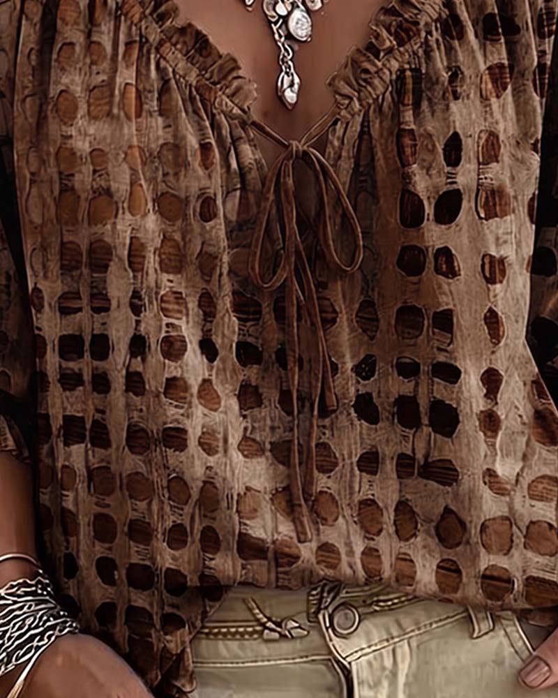 Josephine™ | Polka Dot Lace-Up Blouse