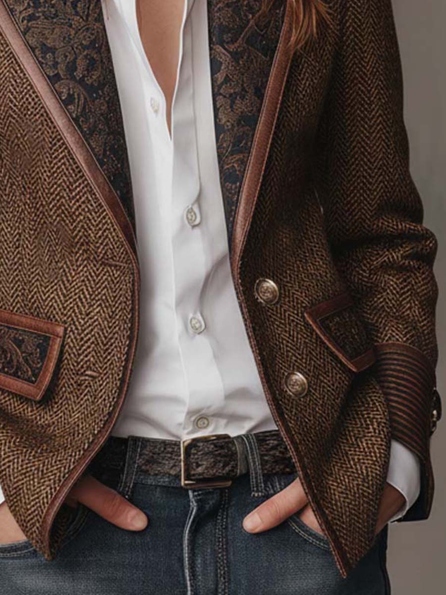 Henrietta™ | Herringbone Printed Panel Blazer