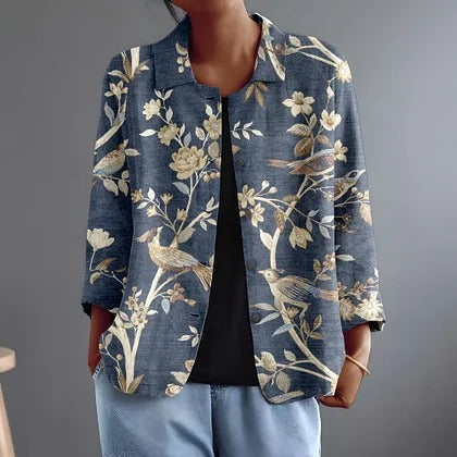 Annika™ | Floral Bird Print Open Shirt