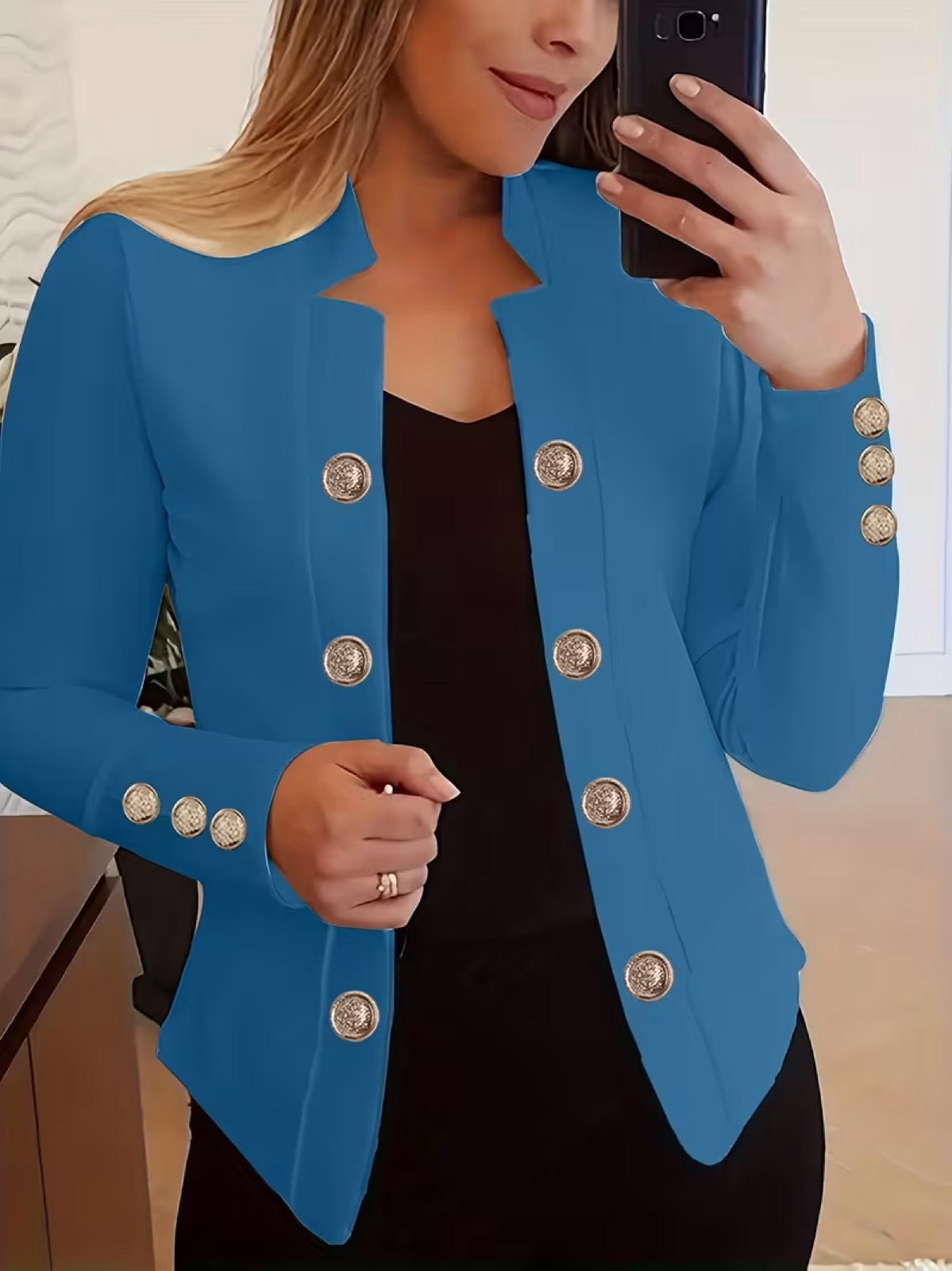 Clemence™ | Gold Button Blazer