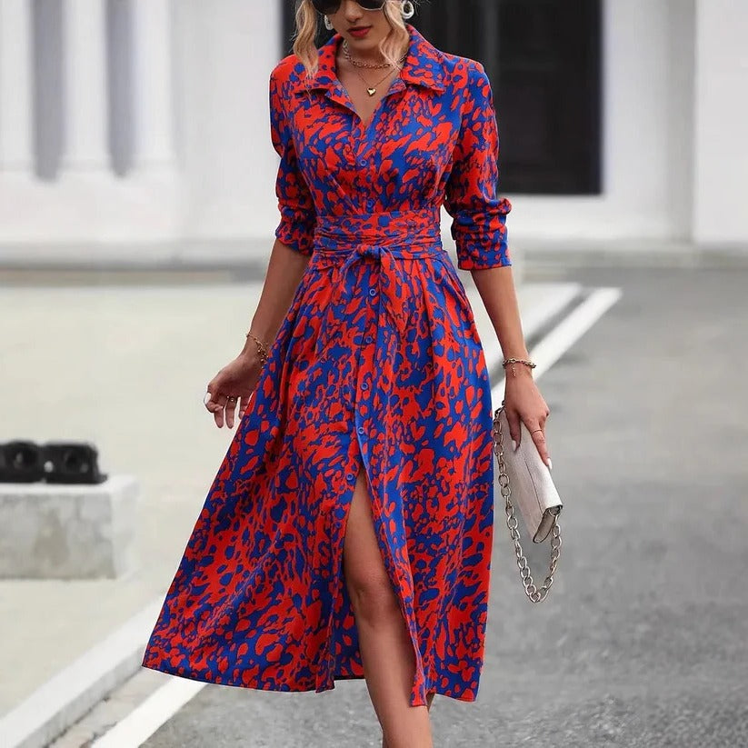 Marceline™ | Button-Front Midi Shirt Dress