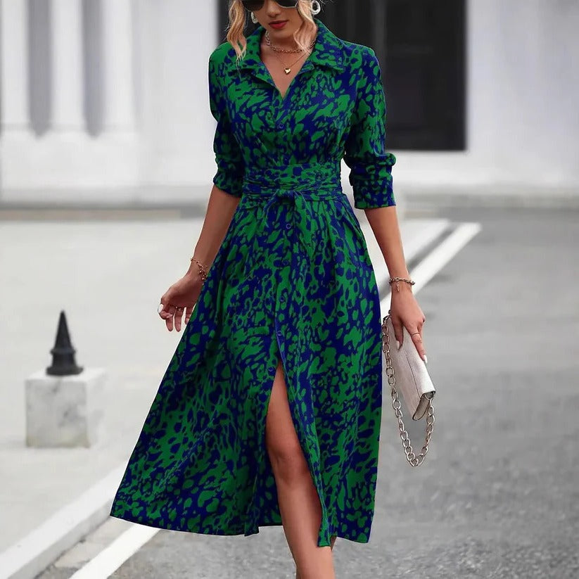 Marceline™ | Button-Front Midi Shirt Dress