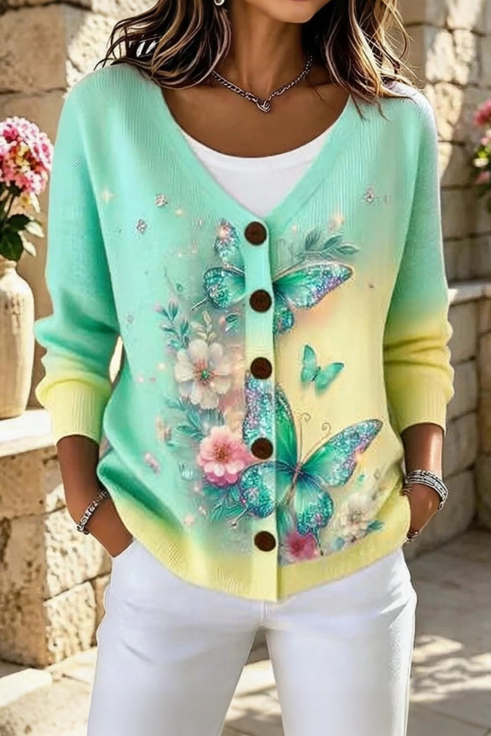 Tindelle™ | Floral Long Sleeve Cardigan
