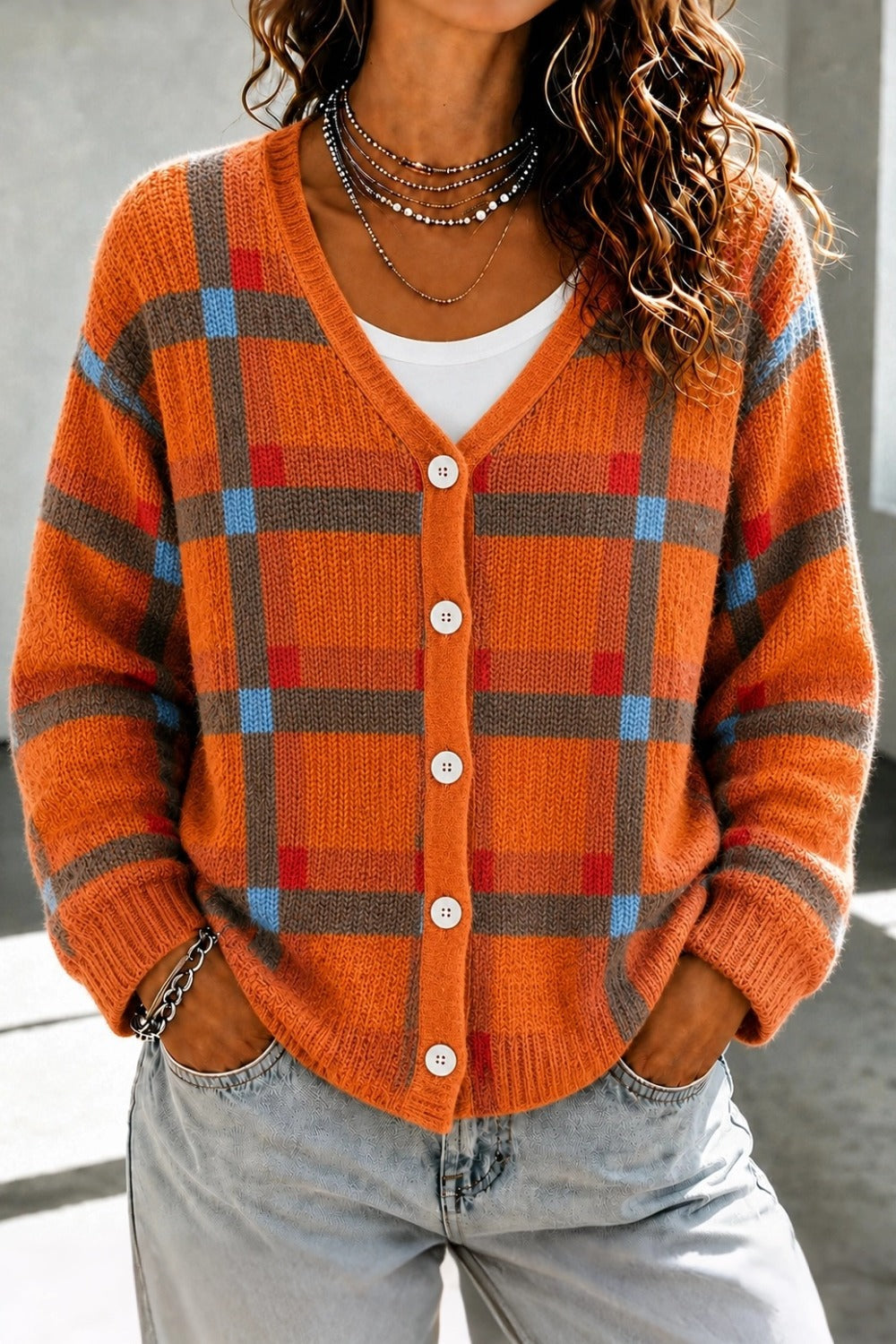 Tarlowe™ | Plaid Long Sleeve Cardigan