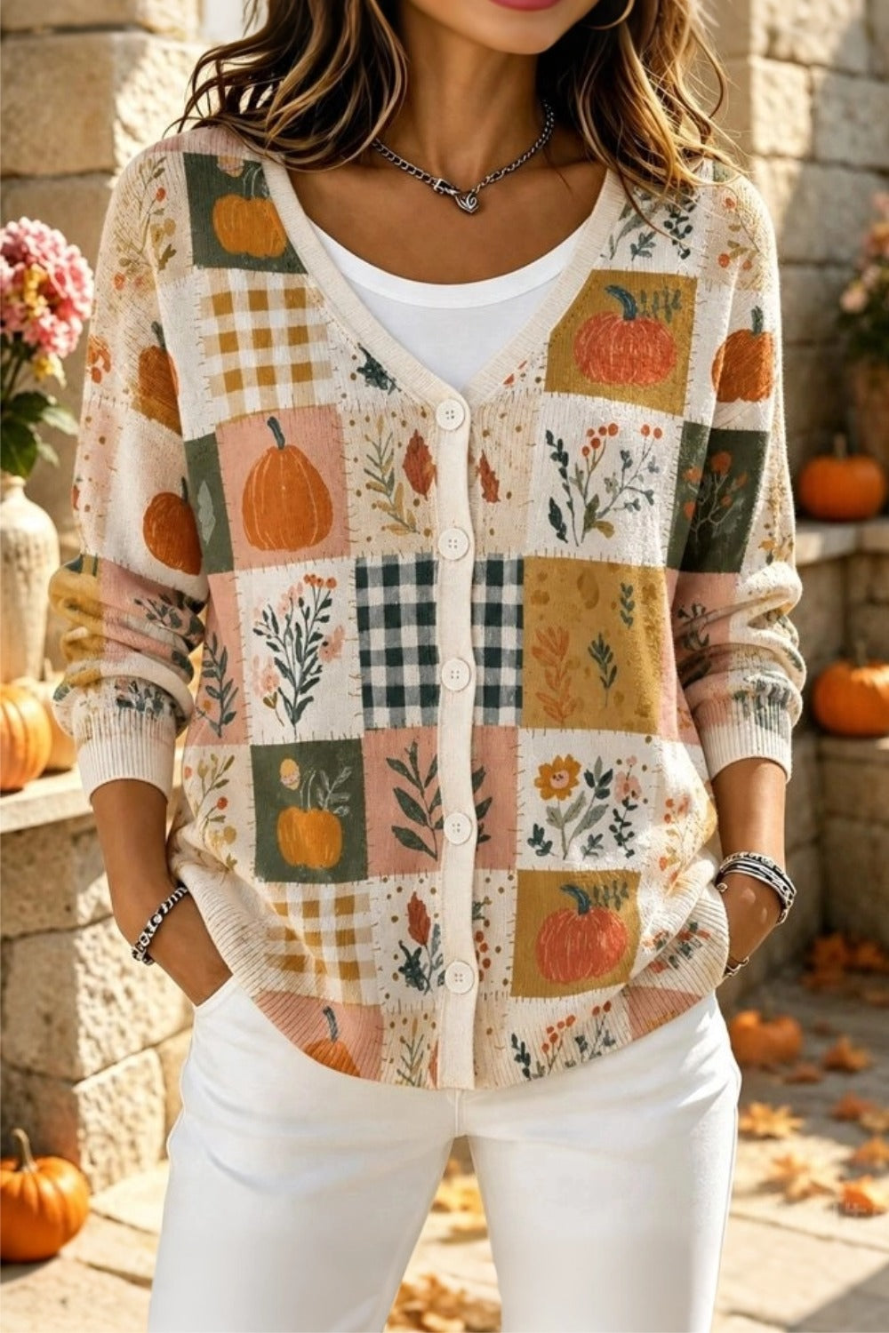 Dawnfield™ | Patchwork Print Long Sleeve Cardigan