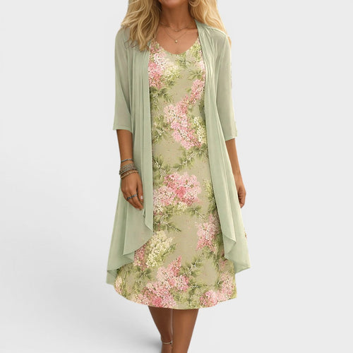 Linnette™ | Layered Floral Chiffon Dress Set
