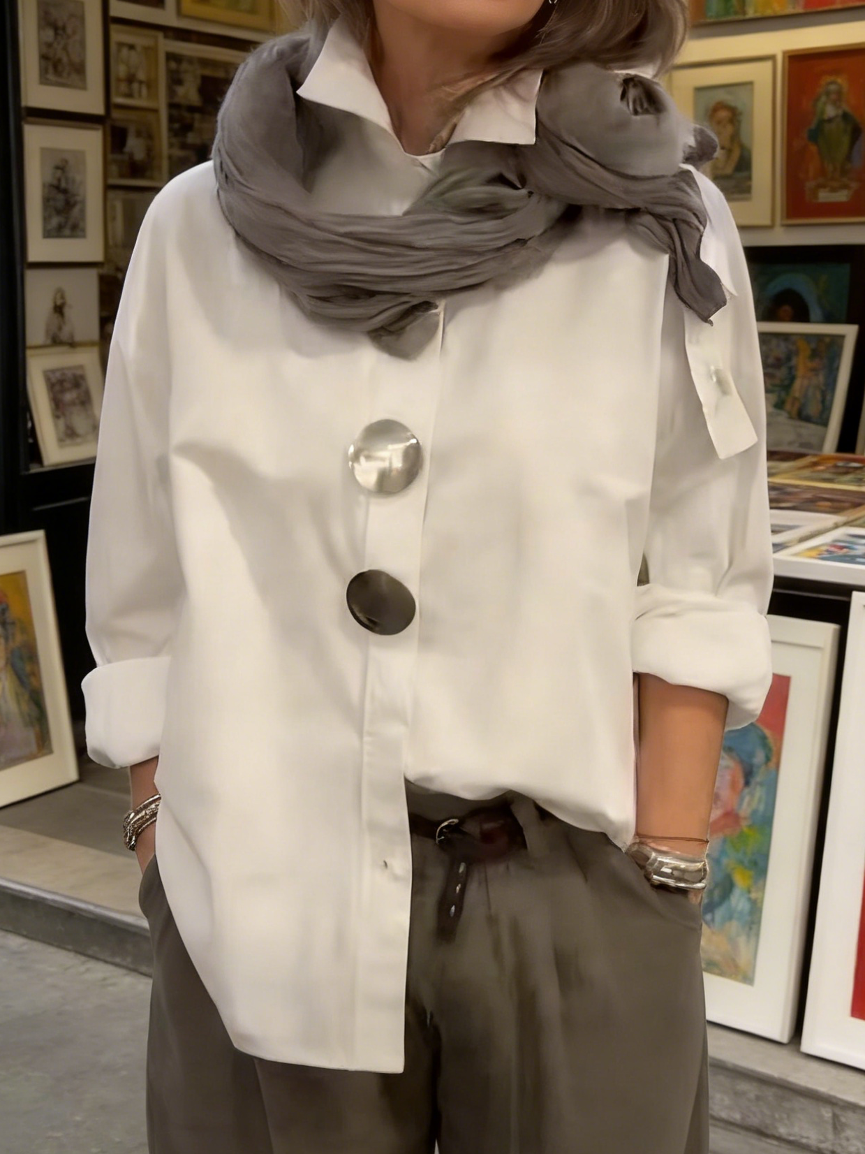 Marcella™ | Statement Button Stand Collar Shirt