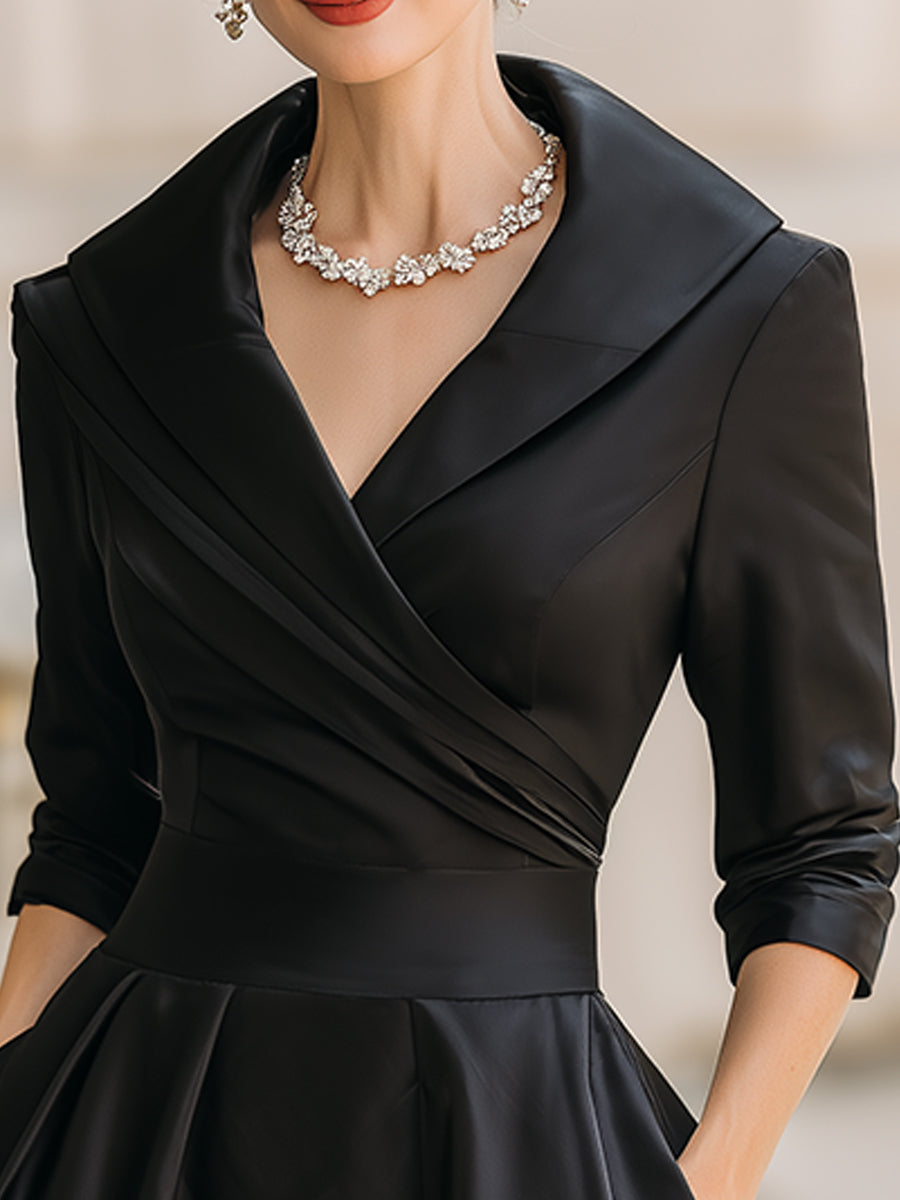 Katerijn™ | Vintage-Inspired Midi Dress with Draped Shawl Collar