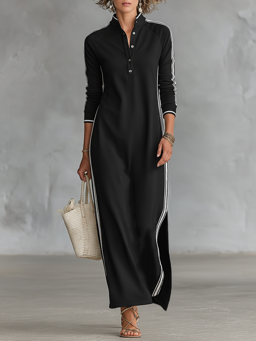 Merilyn™ | Collared Sweatshirt Maxi Dress
