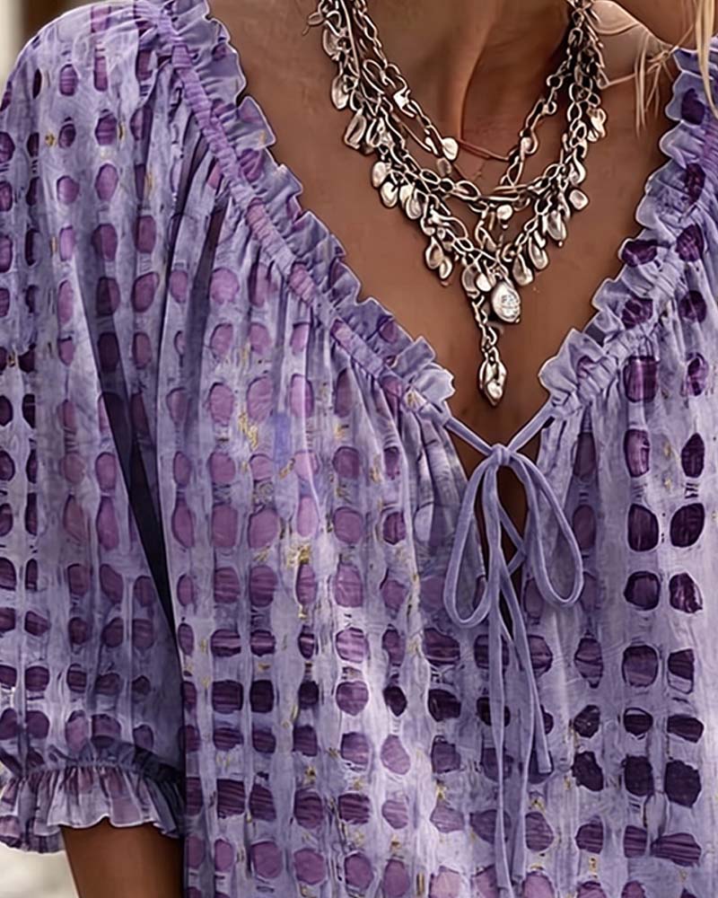 Josephine™ | Polka Dot Lace-Up Blouse