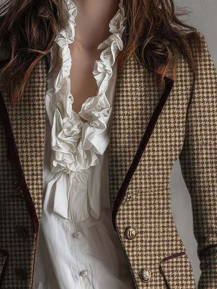 Delvaine™ | Vintage Houndstooth Tailored Blazer