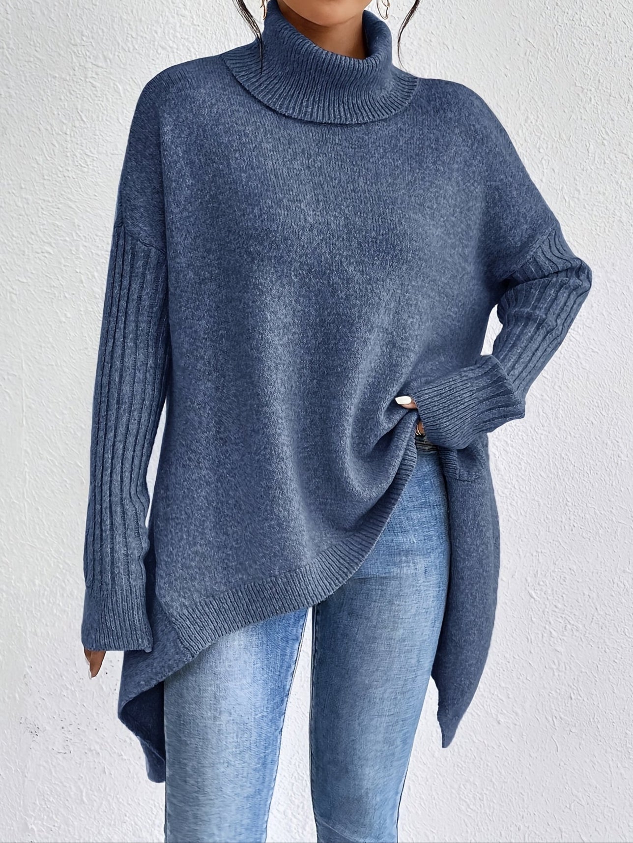 Anouk™ | High Neck Asymmetric Sweater