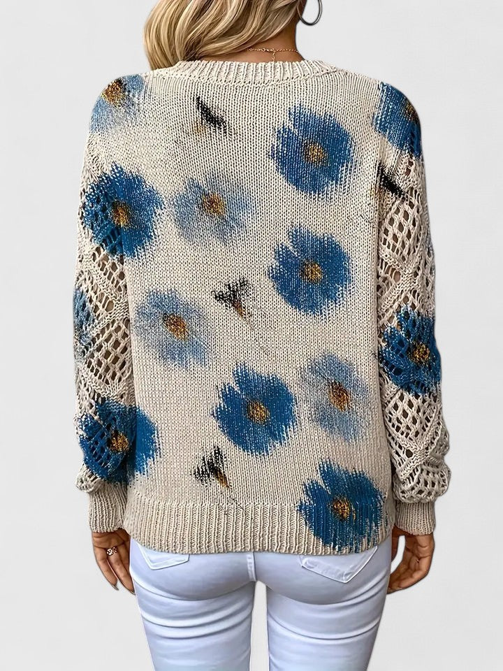Nadia™ | Floral Crochet-Sleeve Sweater