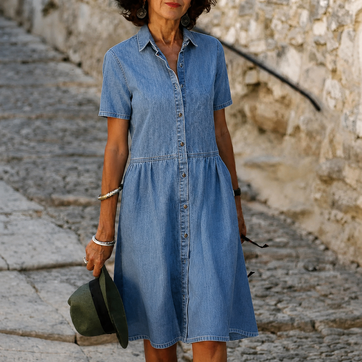 Marlina™ | Button-Front Chambray Shirt Dress