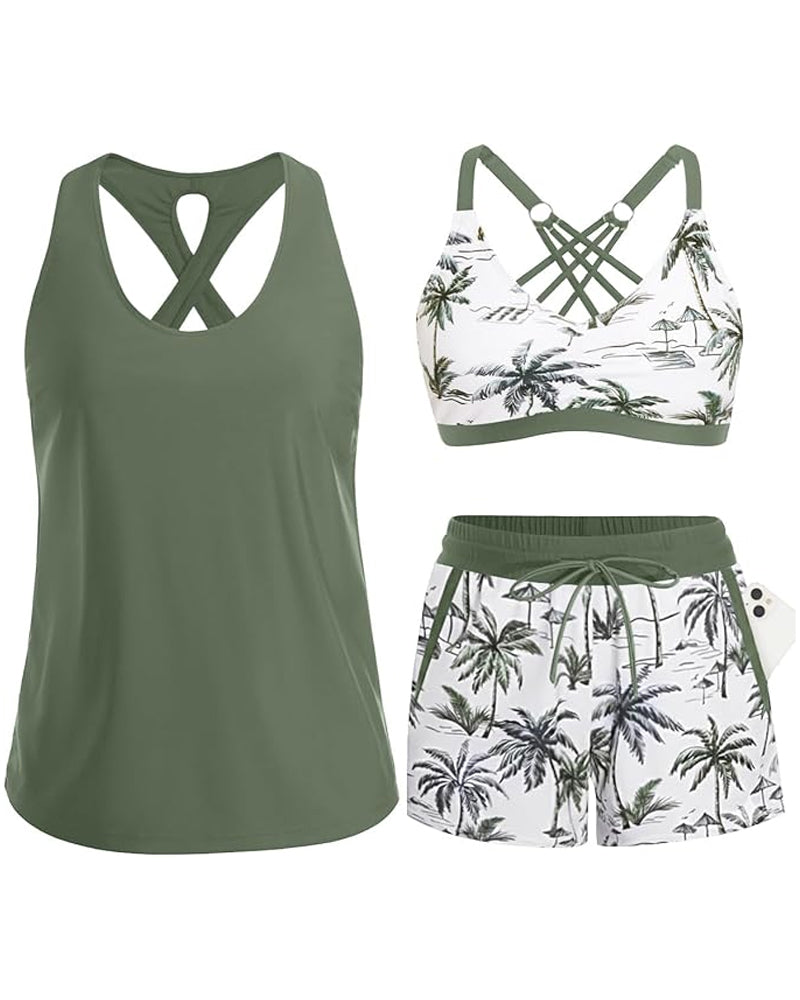 Tropicana™ | Three-Piece Tankini Bikini & Cover-Up Set
